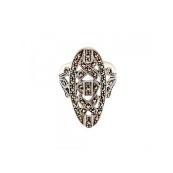 925 Sterling Silver Marcasites Ring Size 6.5