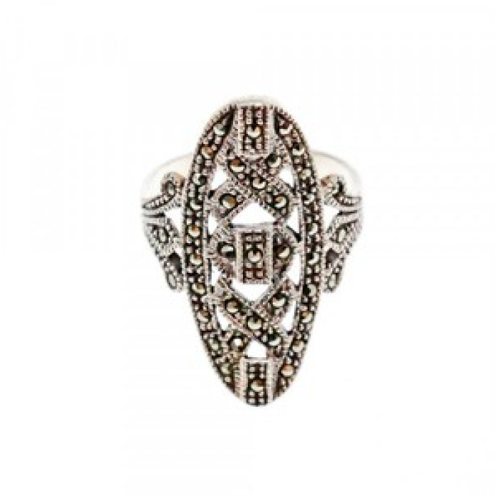 925 Sterling Silver Marcasites Ring Size 6.5