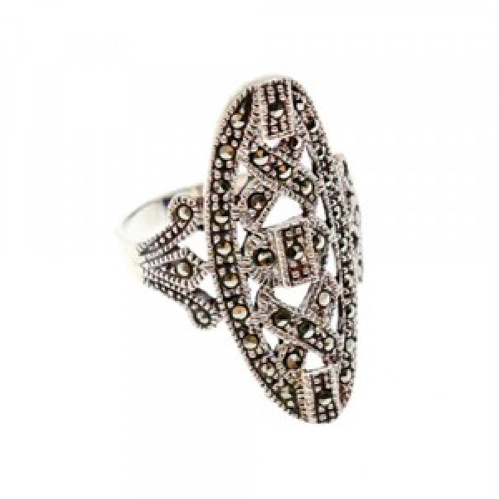 925 Sterling Silver Marcasites Ring Size 6.5