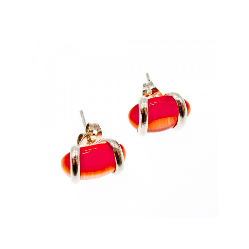 925 Sterling Silver Red Alpanite Stud Earrings