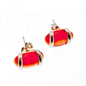 925 Sterling Silver Red Alpanite Stud Earrings