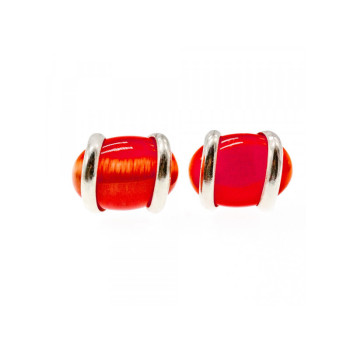 925 Sterling Silver Red Alpanite Stud Earrings