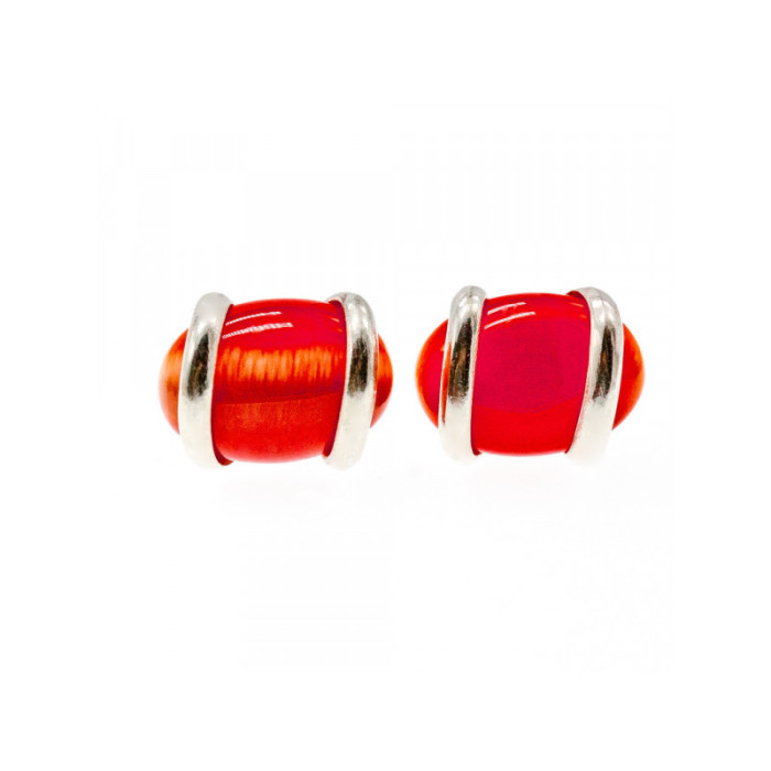 925 Sterling Silver Red Alpanite Stud Earrings