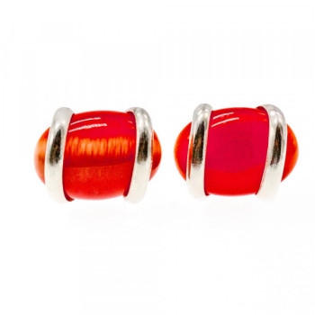 925 Sterling Silver Red Alpanite Stud Earrings