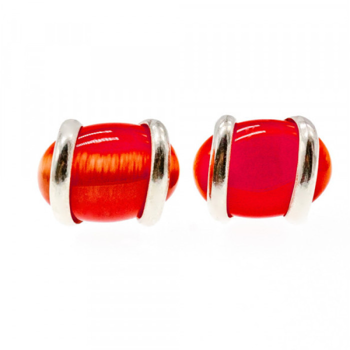 925 Sterling Silver Red Alpanite Stud Earrings