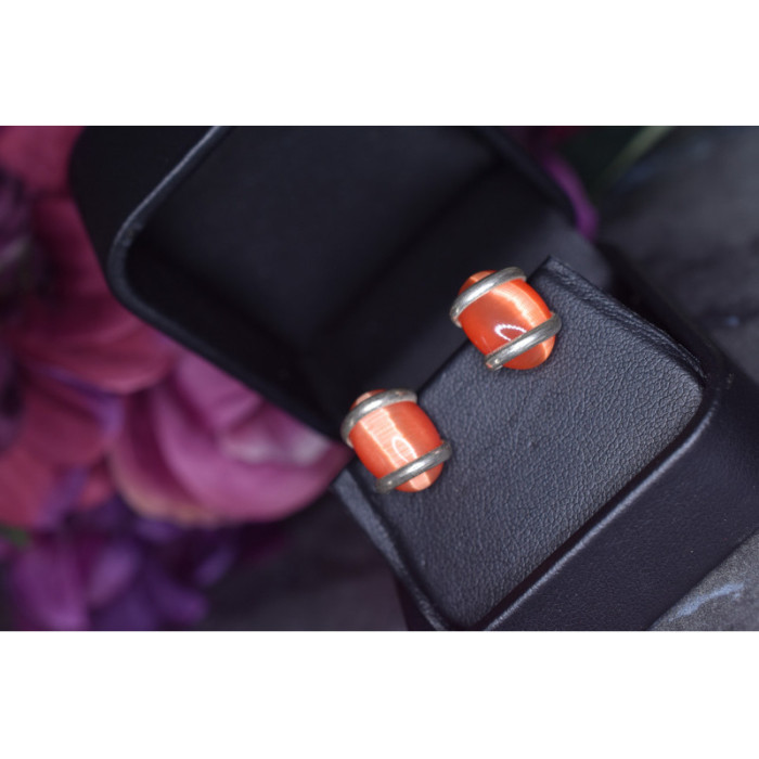 925 Sterling Silver Red Alpanite Stud Earrings