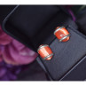 925 Sterling Silver Red Alpanite Stud Earrings