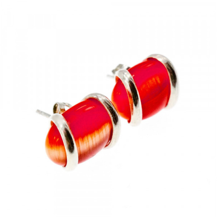 925 Sterling Silver Red Alpanite Stud Earrings