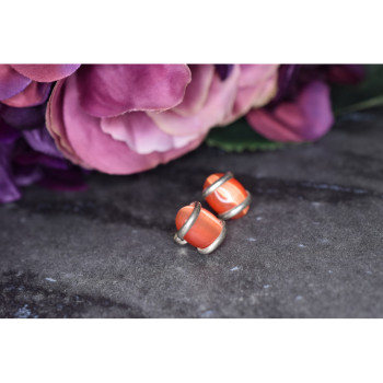 925 Sterling Silver Red Alpanite Stud Earrings