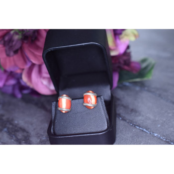 925 Sterling Silver Red Alpanite Stud Earrings