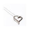 10K WHITE GOLD BLACK & WHITE DIAMONDS HEART CHAIN WITH PENDANT