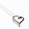10K White Gold Black & White Diamonds Heart Chain With Pendant