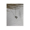 10K WHITE GOLD BLACK & WHITE DIAMONDS HEART CHAIN WITH PENDANT