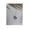 10K WHITE GOLD BLACK & WHITE DIAMONDS HEART CHAIN WITH PENDANT