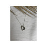10K WHITE GOLD BLACK & WHITE DIAMONDS HEART CHAIN WITH PENDANT