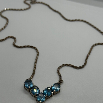 925 Sterling Silver Topaz Necklace Italy