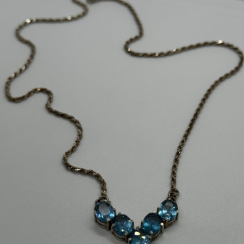 925 Sterling Silver Topaz Necklace Italy
