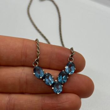 925 Sterling Silver Topaz Necklace Italy