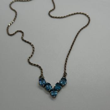 925 Sterling Silver Topaz Necklace Italy
