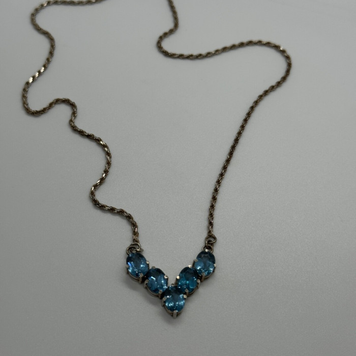 925 Sterling Silver Topaz Necklace Italy