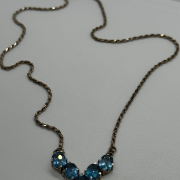 925 Sterling Silver Topaz Necklace Italy