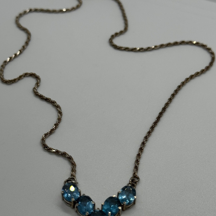 925 Sterling Silver Topaz Necklace Italy