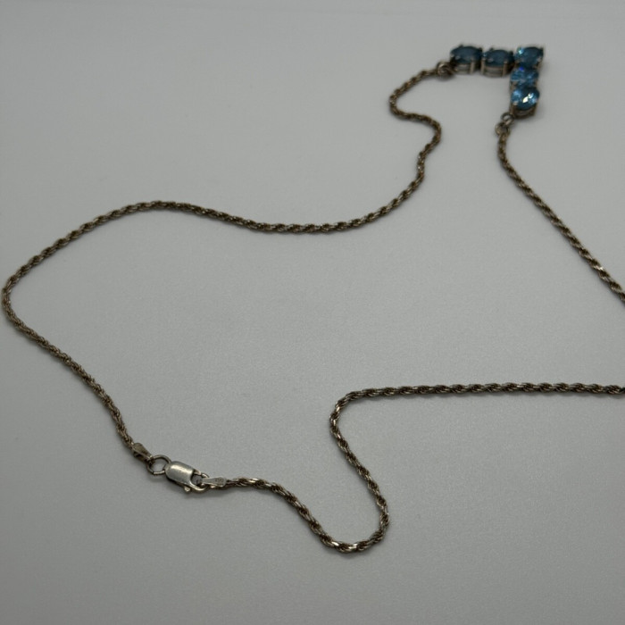 925 Sterling Silver Topaz Necklace Italy