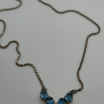 925 Sterling Silver Topaz Necklace Italy