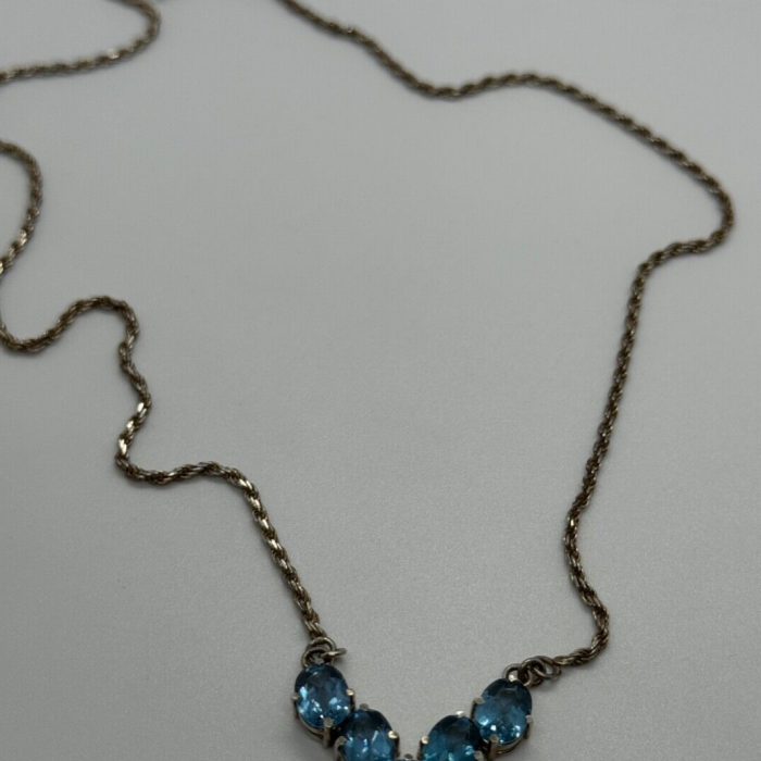 925 Sterling Silver Topaz Necklace Italy