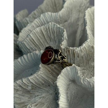 Vintage 925 Sterling Silver Amber Ring Size 8