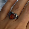 Vintage 925 Sterling Silver Amber Ring Size 8