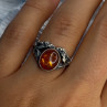 Vintage 925 Sterling Silver Amber Ring Size 8