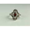 925 Sterling Silver Almandine & Marcasites Ring Size 7