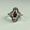 925 Sterling Silver Almandine & Marcasites Ring Size 7