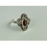 925 Sterling Silver Almandine & Marcasites Ring Size 7