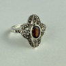 925 Sterling Silver Almandine & Marcasites Ring Size 7