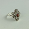 925 Sterling Silver Almandine & Marcasites Ring Size 7