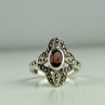 925 Sterling Silver Almandine & Marcasites Ring Size 7