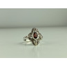 925 Sterling Silver Almandine & Marcasites Ring Size 7