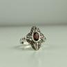 925 Sterling Silver Almandine & Marcasites Ring Size 7