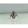 925 Sterling Silver Almandine & Marcasites Ring Size 7
