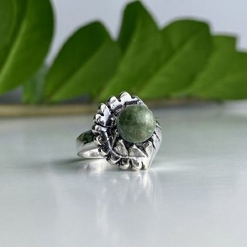 925 Sterling Silver Jasper Ring Size 6.5