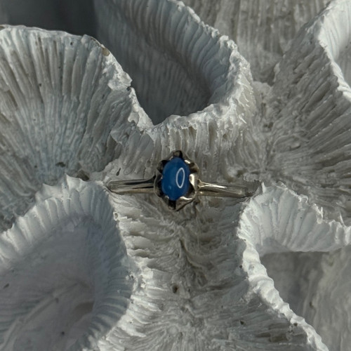 925 Sterling Silver Ring Sapphire Star Size 7.5