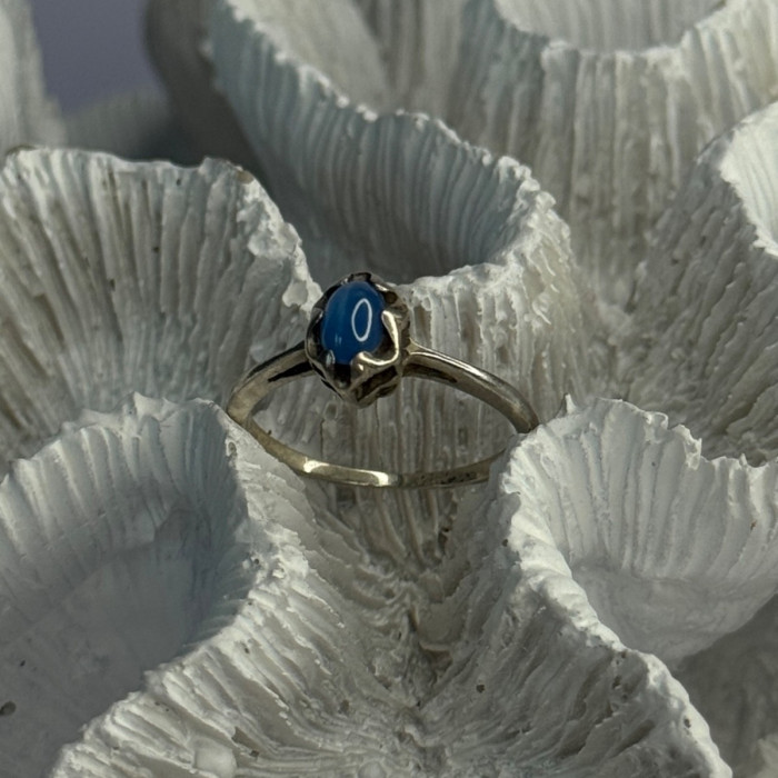 925 Sterling Silver Ring Sapphire Star Size 7.5