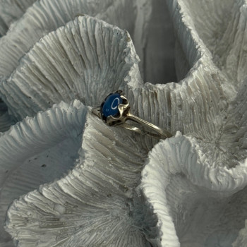 925 Sterling Silver Ring Sapphire Star Size 7.5