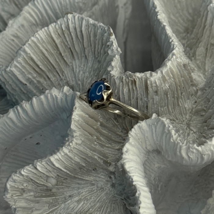 925 Sterling Silver Ring Sapphire Star Size 7.5