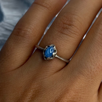 925 Sterling Silver Ring Sapphire Star Size 7.5