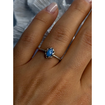925 Sterling Silver Ring Sapphire Star Size 7.5