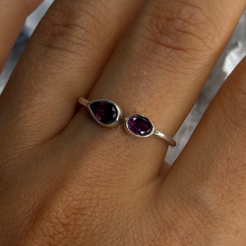 925 Sterling Silver Purple Tourmaline Ring Sizable