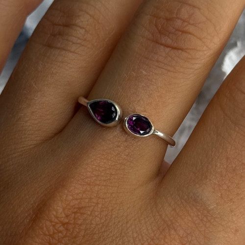 925 Sterling Silver Purple Tourmaline Ring Sizable